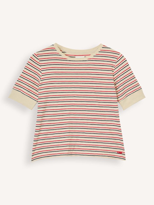Ontdek de Cias katoenen gestreepte top van Bellerose in de kleur Beige bij Orangebag. Op werkdagen voor 21:45 besteld, morgen in huis.