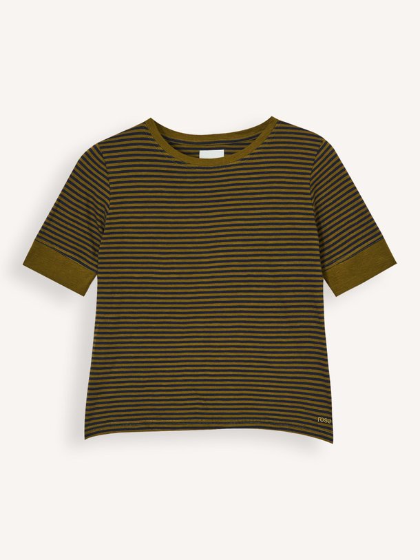 Ontdek de Cias katoenen gestreepte top van Bellerose in de kleur Groen bij Orangebag. Op werkdagen voor 21:45 besteld, morgen in huis.