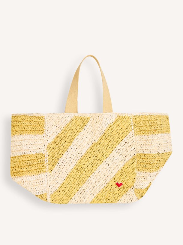 Ontdek de Ibias raffia gestreepte shopper van Bellerose in de kleur Geel bij Orangebag. Op werkdagen voor 21:45 besteld, morgen in huis.