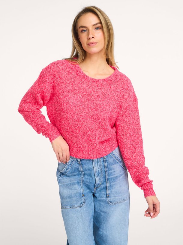 Ontdek de Nuggy wolmix gemêleerde trui van American Vintage in de kleur Roze bij Orangebag. Op werkdagen voor 21:45 besteld, morgen in huis.