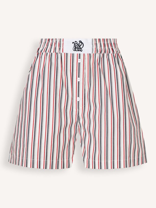 Ontdek de Natie organic cotton gestreepte short van Baum und Pferdgarten in de kleur rood bij Orangebag. Op werkdagen voor 21:45 besteld, morgen in huis.