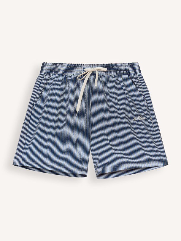 Ontdek de Stan geweven gestreepte seersucker zwembroek van Les Deux in de kleur blauw bij Orangebag. Op werkdagen voor 21:45 besteld, morgen in huis.