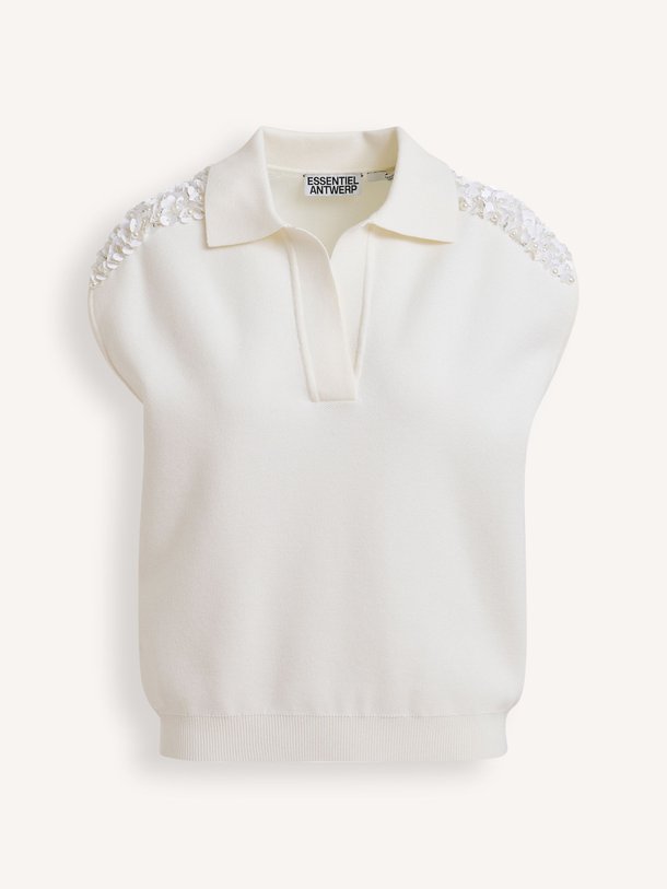 Ontdek de Joline viscosemix polo top van Essentiel Antwerp in de kleur Off-white bij Orangebag. Op werkdagen voor 21:45 besteld, morgen in huis.
