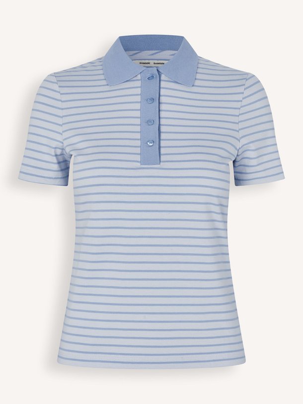 Ontdek de Saella organic cotton gestreepte polo top van Samsoe Samsoe in de kleur Blauw bij Orangebag. Op werkdagen voor 21:45 besteld, morgen in huis.