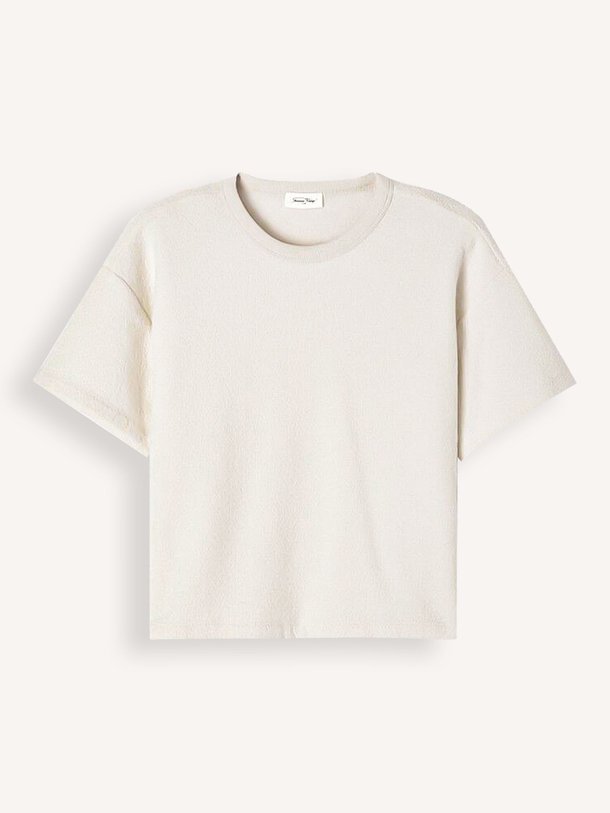 Ontdek de Bobypark katoenen bouclé T-shirt van American Vintage in de kleur ecru bij Orangebag. Op werkdagen voor 21:45 besteld, morgen in huis.