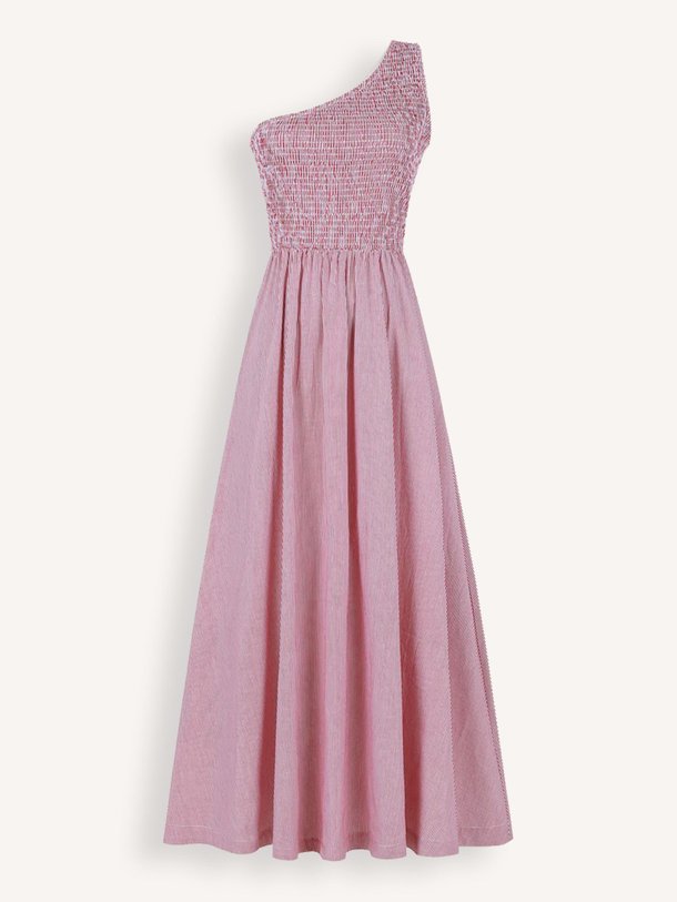 Ontdek de Afsa katoenen gestreepte one shoulder jurk van Frnch in de kleur rood bij Orangebag. Op werkdagen voor 21:45 besteld, morgen in huis.
