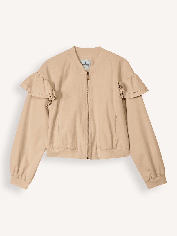 Ontdek de Katoenmix bomberjack met ruches van Summum in de kleur Beige bij Orangebag. Op werkdagen voor 21:45 besteld, morgen in huis.