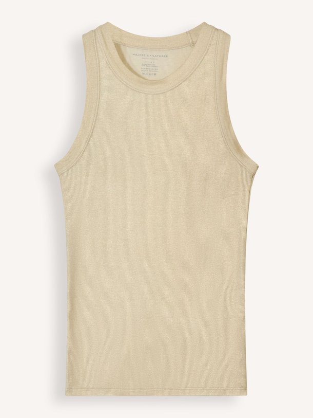 Majestic Filatures M014 Viscosemix Lurex Rib Tanktop - Goudkleur Ontdek de M014 Viscosemix lurex rib tanktop van Majestic Filatures in de kleur goudkleur bij Orangebag. Op werkdagen voor 21:45 besteld, morgen in huis.