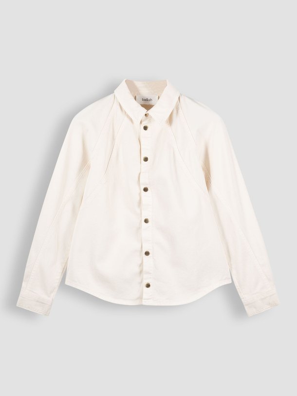 Ontdek de Terra katoenmix denim blouse van ba-sh in de kleur ecru bij Orangebag. Op werkdagen voor 21:45 besteld, morgen in huis.
