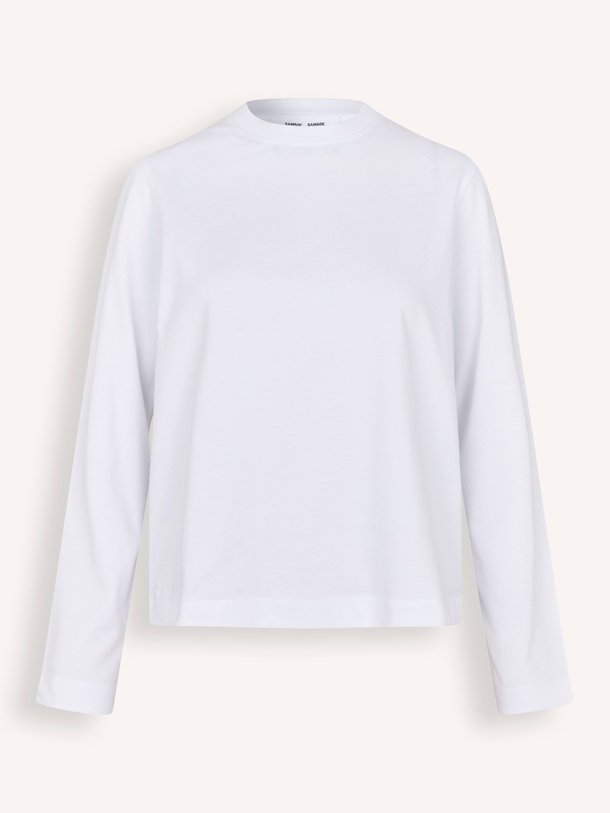 Ontdek de Sacamino organic cotton longsleeve van Samsoe Samsoe in de kleur wit bij Orangebag. Op werkdagen voor 21:45 besteld, morgen in huis.