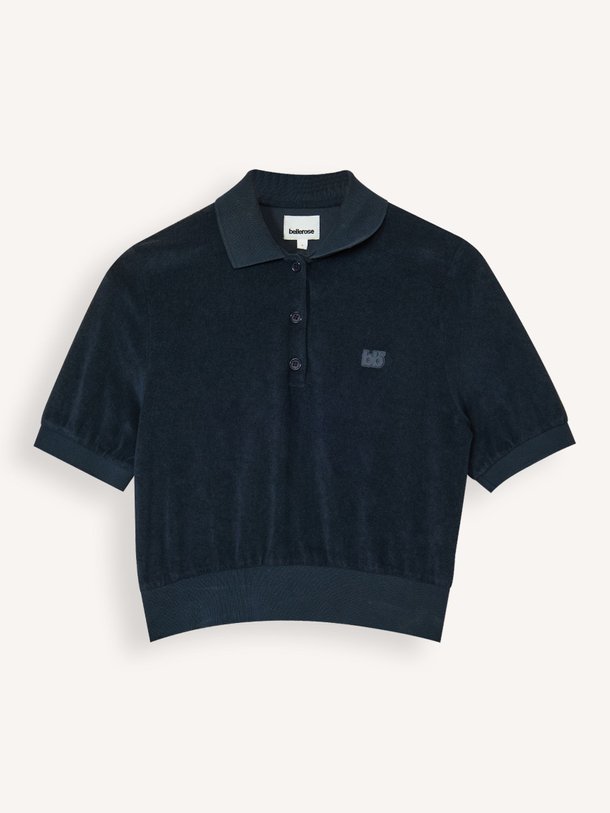 Ontdek de Crixus katoen/modalmix polo top van Bellerose in de kleur Donkerblauw bij Orangebag. Op werkdagen voor 21:45 besteld, morgen in huis.
