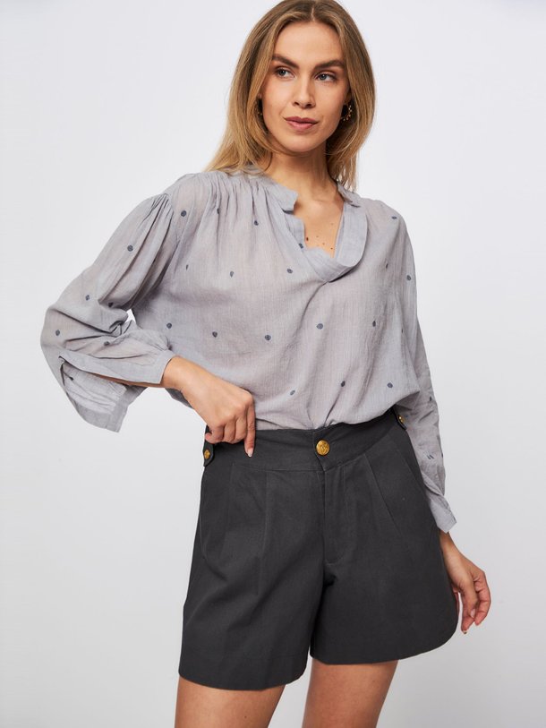 Ontdek de Julette katoenen top met dessin van Laurence Bras in de kleur grijsblauw bij Orangebag. Op werkdagen voor 21:45 besteld, morgen in huis.