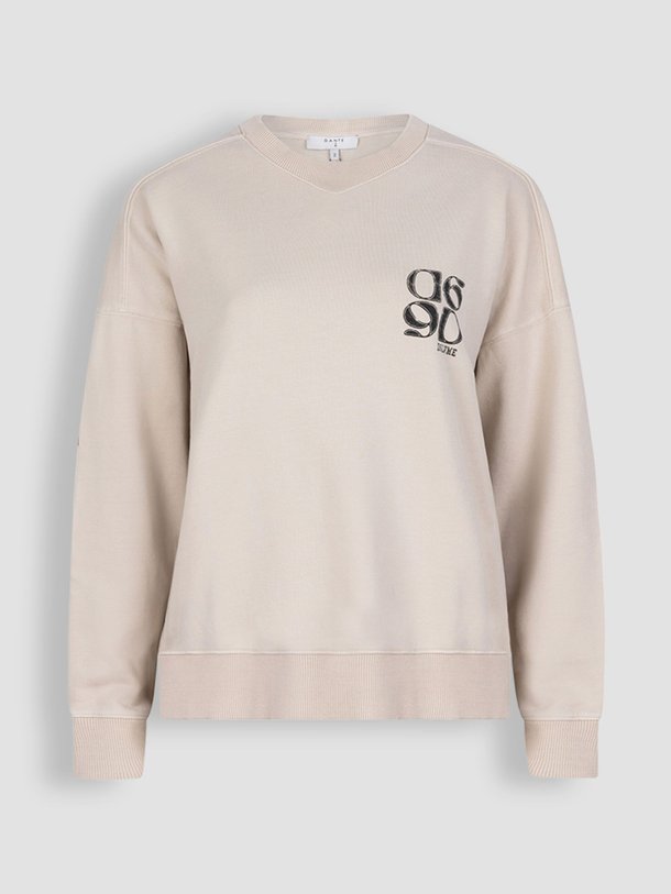 Dante 6 Rhett - Katoenen Sweater Met Print - Zand Ontdek de Rhett katoenen sweater met print van Dante 6 in de kleur zand bij Orangebag. Op werkdagen voor 21:45 besteld, morgen in huis.