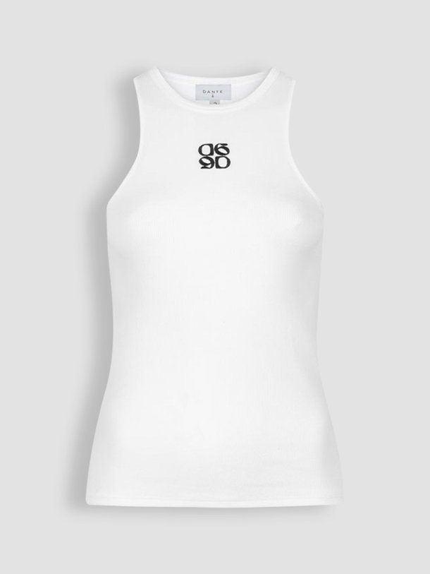 Dante 6 Monogram - Katoenmix Rib Logo Tanktop - Wit Ontdek de Monogram katoenmix rib logo tanktop van Dante 6 in de kleur wit bij Orangebag. Op werkdagen voor 21:45 besteld, morgen in huis.
