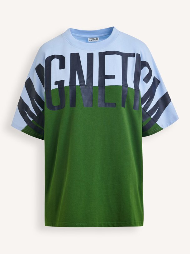 Ontdek de Jega katoenen T-shirt met print van Essentiel Antwerp in de kleur Blauw bij Orangebag. Op werkdagen voor 21:45 besteld, morgen in huis.