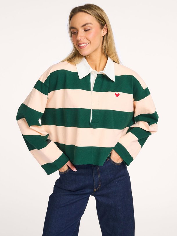 Ontdek de Felito katoenen gestreepte polo longsleeve van Bellerose in de kleur Donkergroen bij Orangebag. Op werkdagen voor 21:45 besteld, morgen in huis.