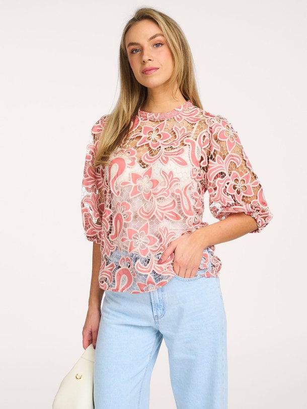 Ontdek de Shaila geweven top van Aaiko in de kleur Roze bij Orangebag. Op werkdagen voor 21:45 besteld, morgen in huis.
