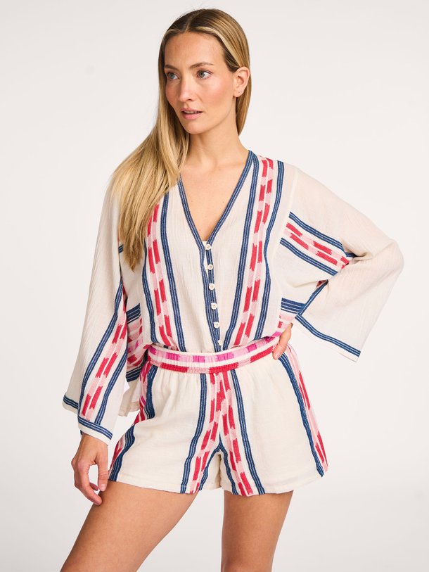 Ontdek de Dreamy katoenen blouse met dessin van Devotion in de kleur off-white bij Orangebag. Op werkdagen voor 21:45 besteld, morgen in huis.