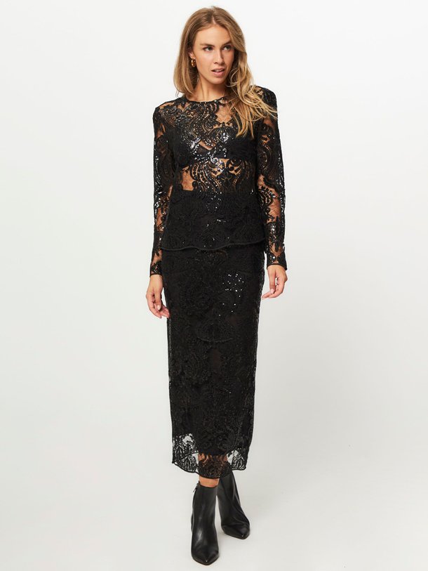 Ontdek de Kanten rok met pailletten van Semicouture in de kleur zwart bij Orangebag. Op werkdagen voor 21:45 besteld, morgen in huis.