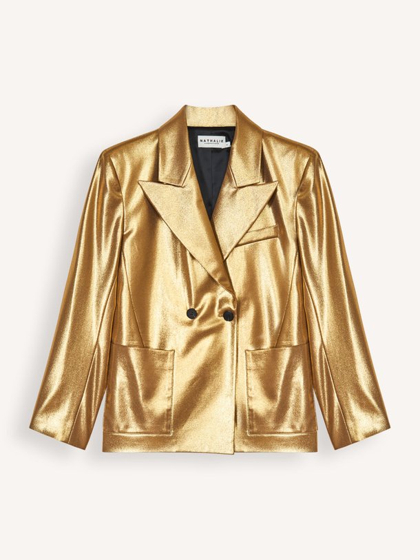 Ontdek de Davos viscosemix metallic blazer van Nathalie Vleeschouwer in de kleur goudkleur bij Orangebag. Op werkdagen voor 21:45 besteld, morgen in huis.