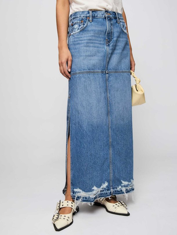 Ontdek de Denim maxi rok van Re/Done in de kleur blauw bij Orangebag. Op werkdagen voor 21:45 besteld, morgen in huis.