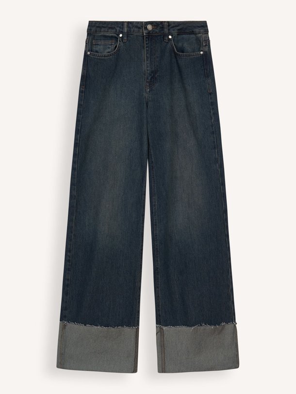 Ontdek de Dalvi high waist wide leg jeans met omslag van My Essential Wardrobe in de kleur donkerblauw bij Orangebag. Op werkdagen voor 21:45 besteld, morgen in huis.