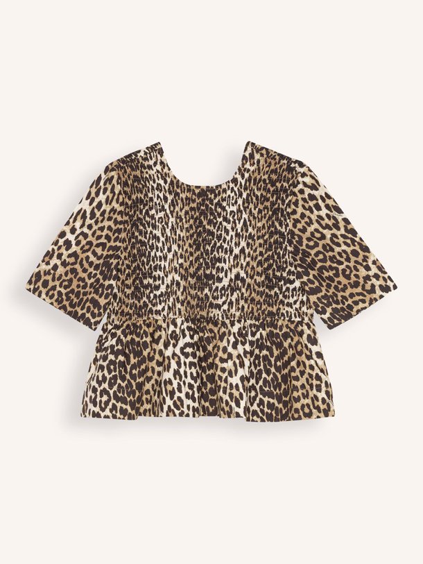 Ontdek de Organic cotton gesmockte leopard top van Ganni in de kleur camel bij Orangebag. Op werkdagen voor 21:45 besteld, morgen in huis.