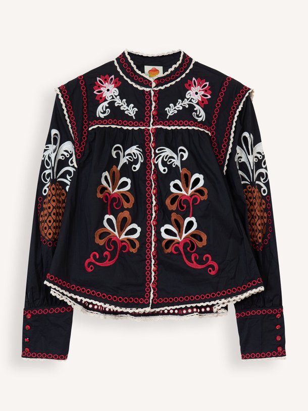 Ontdek de Katoenen blouse met borduursel van Farm Rio in de kleur zwart bij Orangebag. Op werkdagen voor 21:45 besteld, morgen in huis.