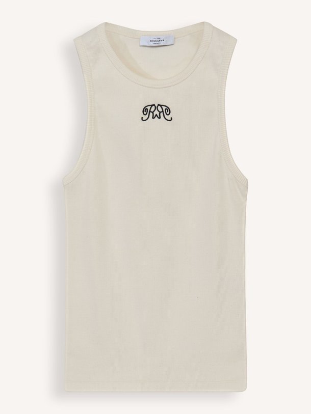Ontdek de Mila katoenen rib logo tanktop van Roseanna in de kleur off-white bij Orangebag. Op werkdagen voor 21:45 besteld, morgen in huis.