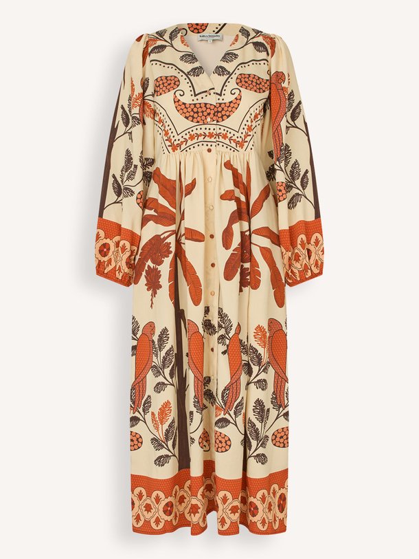 Ontdek de Saraill viscosemix maxi jurk met print van Lollys Laundry in de kleur Crème bij Orangebag. Op werkdagen voor 21:45 besteld, morgen in huis.