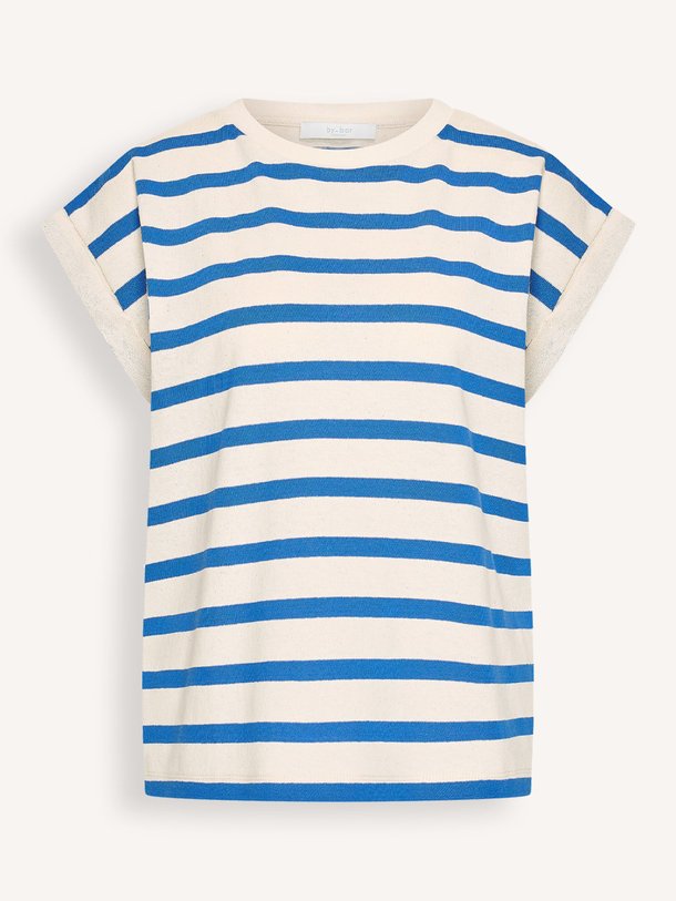 Ontdek de Tobi katoenmix gestreepte top van By-Bar in de kleur Blauw bij Orangebag. Op werkdagen voor 21:45 besteld, morgen in huis.