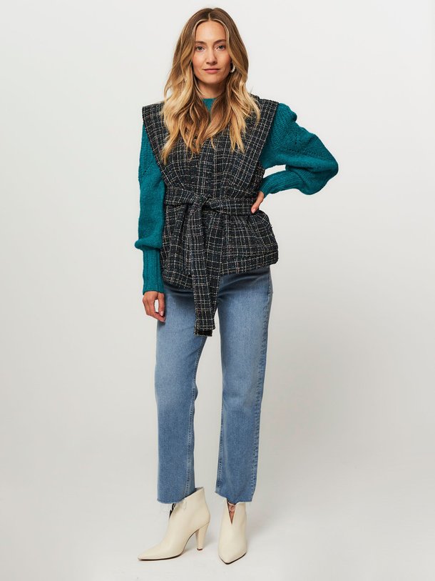 Ontdek de Lionel geweven tweed gilet met lurex van Fabienne Chapot in de kleur donkerblauw bij Orangebag. Op werkdagen voor 21:45 besteld, morgen in huis.