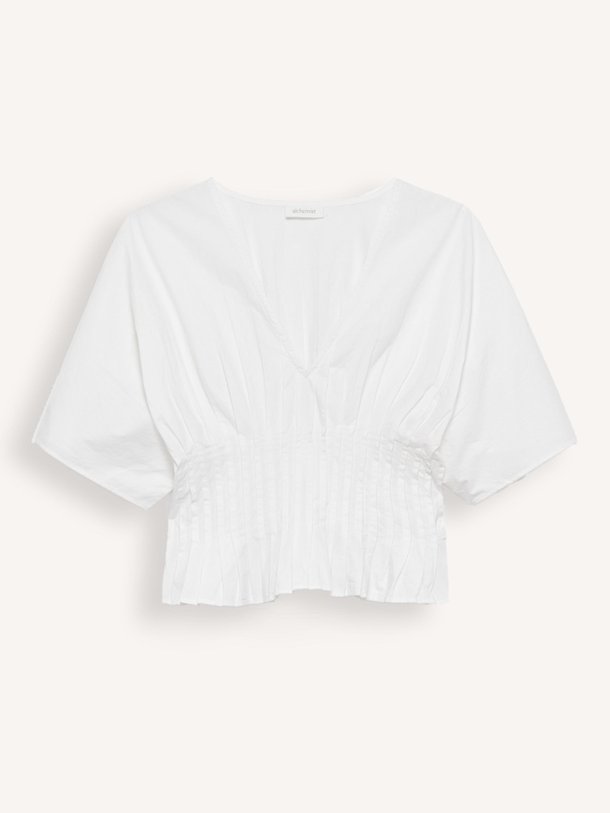 Ontdek de Pien organic cotton geplooide top van Alchemist in de kleur Wit bij Orangebag. Op werkdagen voor 21:45 besteld, morgen in huis.
