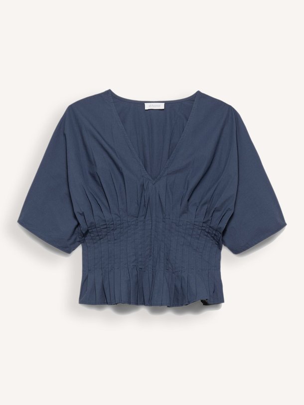 Ontdek de Pien organic cotton geplooide top van Alchemist in de kleur Donkerblauw bij Orangebag. Op werkdagen voor 21:45 besteld, morgen in huis.