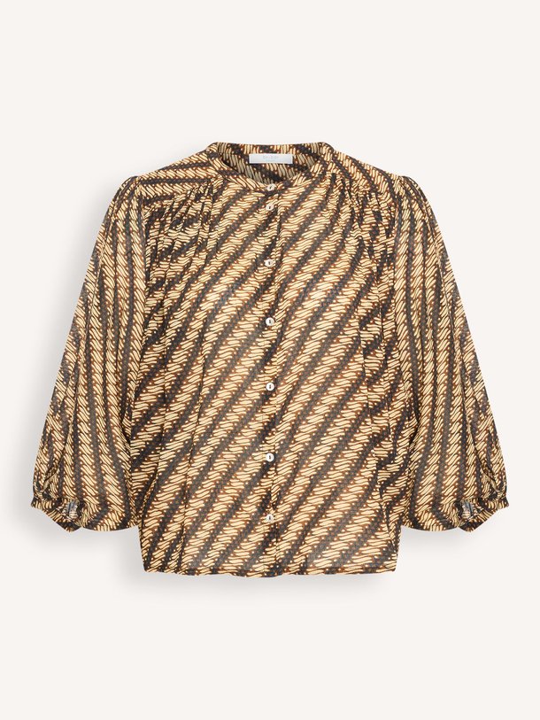 Ontdek de Becky organic cotton blouse met print van By-Bar in de kleur Bruin bij Orangebag. Op werkdagen voor 21:45 besteld, morgen in huis.