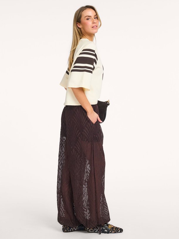 Ontdek de Leti viscosemix kanten broek van Co'Couture in de kleur Donkerbruin bij Orangebag. Op werkdagen voor 21:45 besteld, morgen in huis.