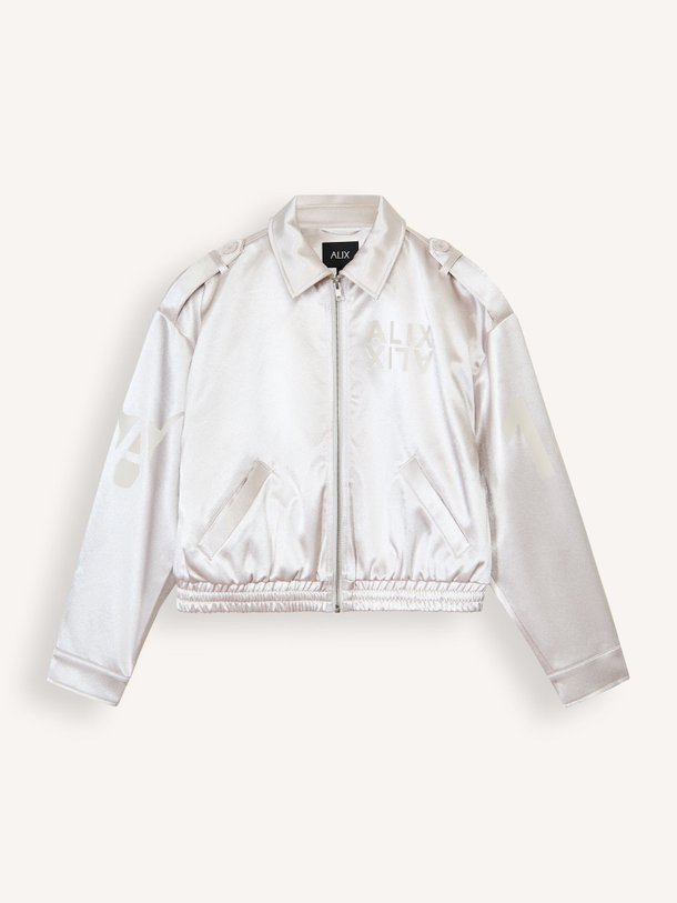 Ontdek de Geweven bomberjack met print van Alix The Label in de kleur Zilverkleur bij Orangebag. Op werkdagen voor 21:45 besteld, morgen in huis.
