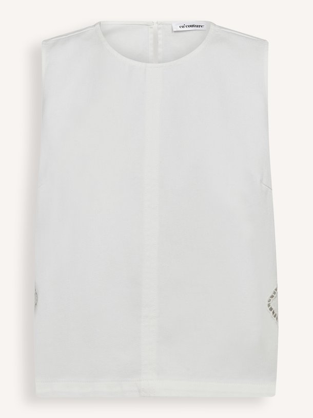 Co'Couture ColetteCC Embroidery Top online kopen | Orangebag Ontdek de Co'Couture ColetteCC Embroidery Top bij Orangebag. Een mouwloze witte top van 100% katoen met prachtig borduursel. Shop nu online!