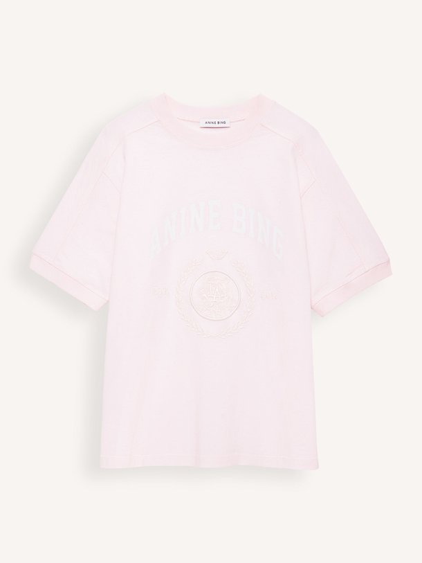 Ontdek de Jaylin katoenen T-shirt met print van Anine Bing in de kleur Lichtroze bij Orangebag. Op werkdagen voor 21:45 besteld, morgen in huis.