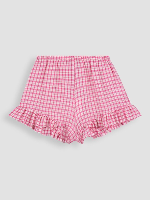 Ontdek de Rod katoenmix short met geruit dessin van Roseanna in de kleur roze bij Orangebag. Op werkdagen voor 21:45 besteld, morgen in huis.