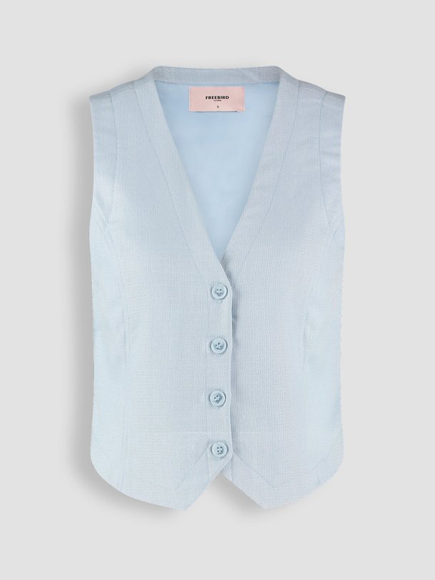 Ontdek de Ginny viscosemix gilet van Freebird in de kleur lichtblauw bij Orangebag. Op werkdagen voor 21:45 besteld, morgen in huis.