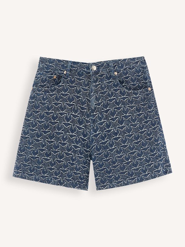 Ontdek de Pactol denim short met dessin van Bellerose in de kleur donkerblauw bij Orangebag. Op werkdagen voor 21:45 besteld, morgen in huis.