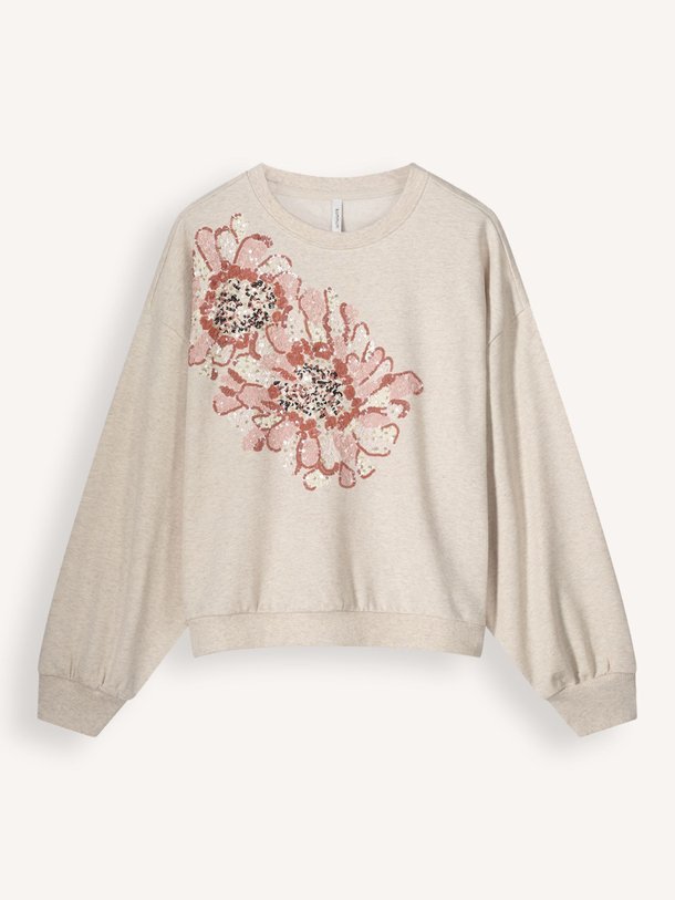 Ontdek de Katoenmix gemêleerde sweater met pailletten van Summum in de kleur beige bij Orangebag. Op werkdagen voor 21:45 besteld, morgen in huis.