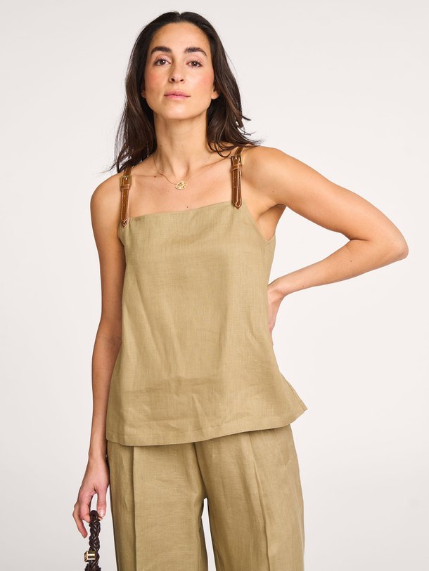 Ontdek de Linnen top van Semicouture in de kleur kaki bij Orangebag. Op werkdagen voor 21:45 besteld, morgen in huis.