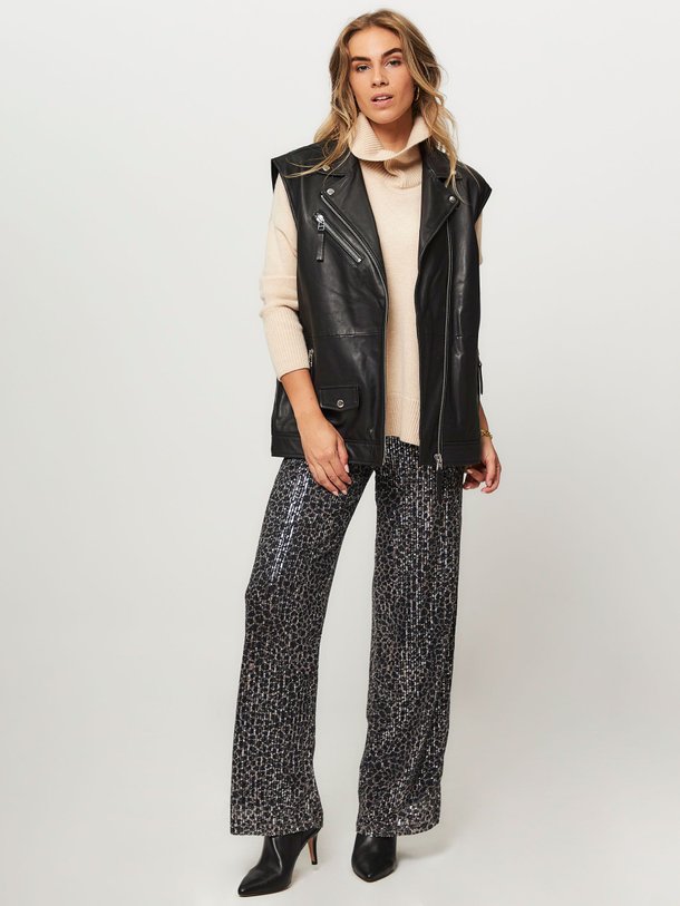 Ontdek de Leo geweven pailletten broek van Co'Couture in de kleur zwart bij Orangebag. Op werkdagen voor 21:45 besteld, morgen in huis.