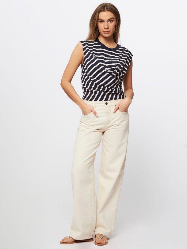 Ontdek de Jaliyah organic cotton gestreepte top van Baum und Pferdgarten in de kleur donkerblauw bij Orangebag. Op werkdagen voor 21:45 besteld, morgen in huis.