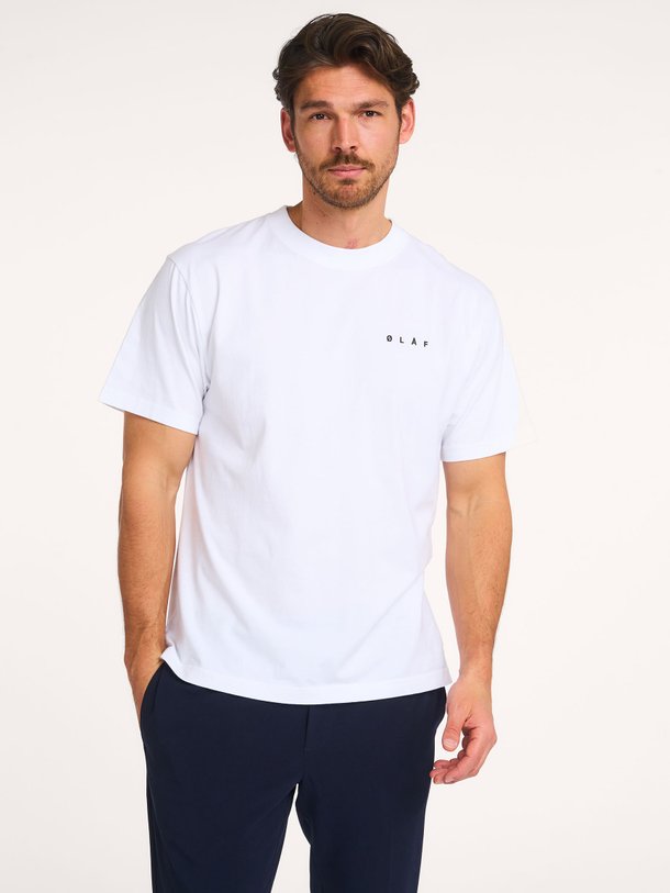Ontdek de Face Tee katoenen T-shirt met print van OLAF in de kleur wit bij Orangebag. Op werkdagen voor 21:45 besteld, morgen in huis.