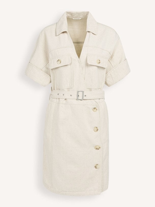 Ontdek de Viscose/linnenmix jurk van Yaya in de kleur Off-white bij Orangebag. Op werkdagen voor 21:45 besteld, morgen in huis.