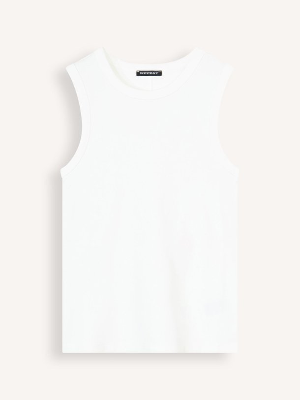 Ontdek de Katoenmix tanktop van Repeat in de kleur Wit bij Orangebag. Op werkdagen voor 21:45 besteld, morgen in huis.