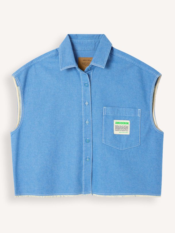 Ontdek de Pusway denim oversized gilet van American Vintage in de kleur Blauw bij Orangebag. Op werkdagen voor 21:45 besteld, morgen in huis.